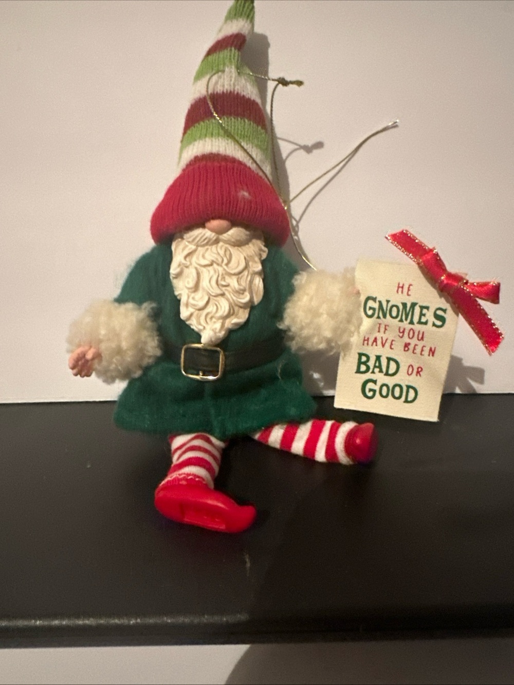 Possible Dreams Clothtique “Gnome You’ve Been Good Or Bad” Chirtsmas Ornament